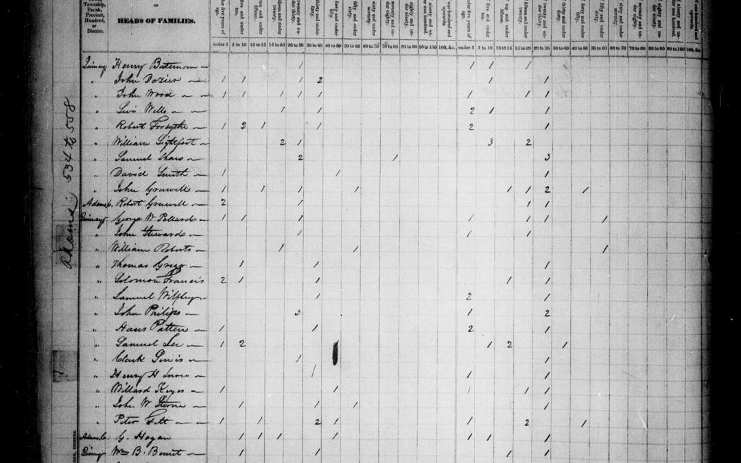 1830 Census Index of Quincy, Adams County, Illinois